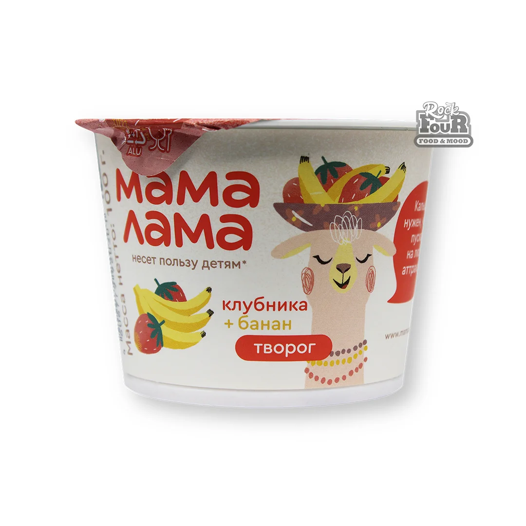 Cottage cheese "Mama Lama" strawberry and banana 3.8% 100g